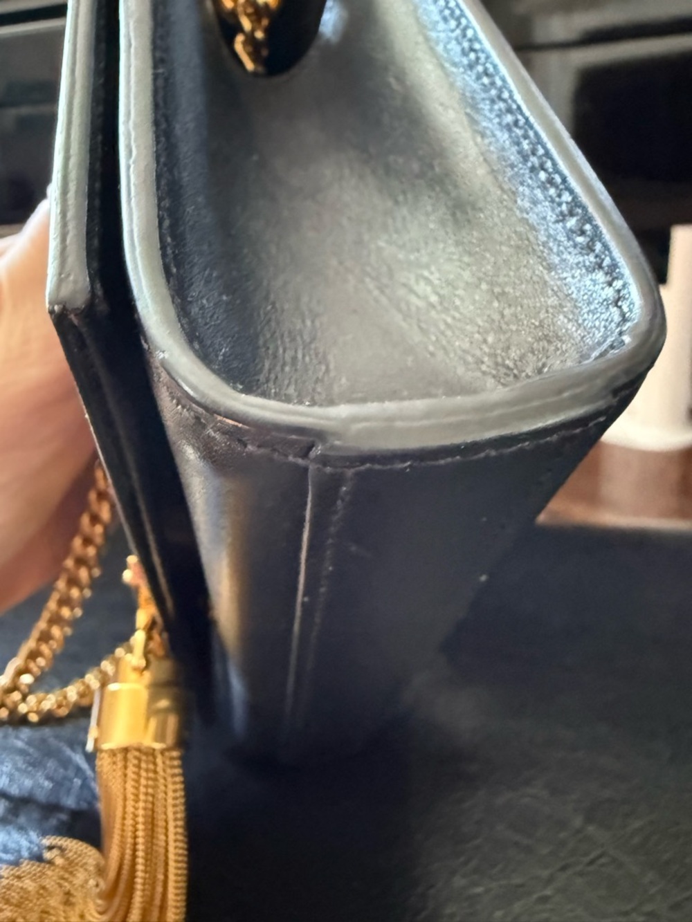 SOLD Saint Laurent Black Leather Kate Chain Tassel Crossbody Bag - Picture 9 of 14